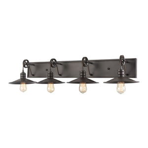 Atlas Spindle 1-Light Wall Sconce - Vintage Industrial Design with Pulley Motif for Timeless Charm Oil Rubbed Bronze 42'' WL11734-BZ