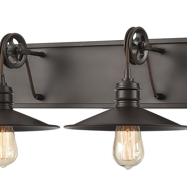 Atlas Spindle 1-Light Wall Sconce - Vintage Industrial Design with Pulley Motif for Timeless Charm Oil Rubbed Bronze 42'' WL11734-BZ