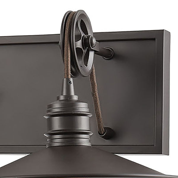 Atlas Spindle 1-Light Wall Sconce - Vintage Industrial Design with Pulley Motif for Timeless Charm Oil Rubbed Bronze 42'' WL11734-BZ