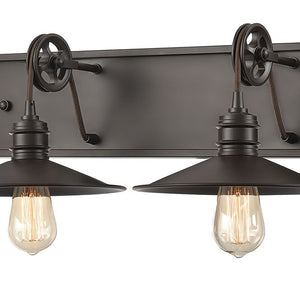 Atlas Spindle 1-Light Wall Sconce - Vintage Industrial Design with Pulley Motif for Timeless Charm Oil Rubbed Bronze 42'' WL11734-BZ