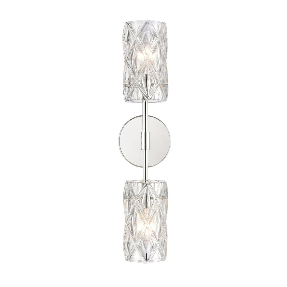 Atlas Forma 21" High 2-Light Sconce - Modern Crystal Design with Polished Chrome Finish for Elegant Lighting WL11736-CH