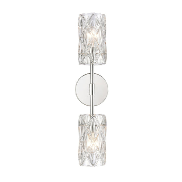 Atlas Forma 21" High 2-Light Sconce - Modern Crystal Design with Polished Chrome Finish for Elegant Lighting WL11736-CH
