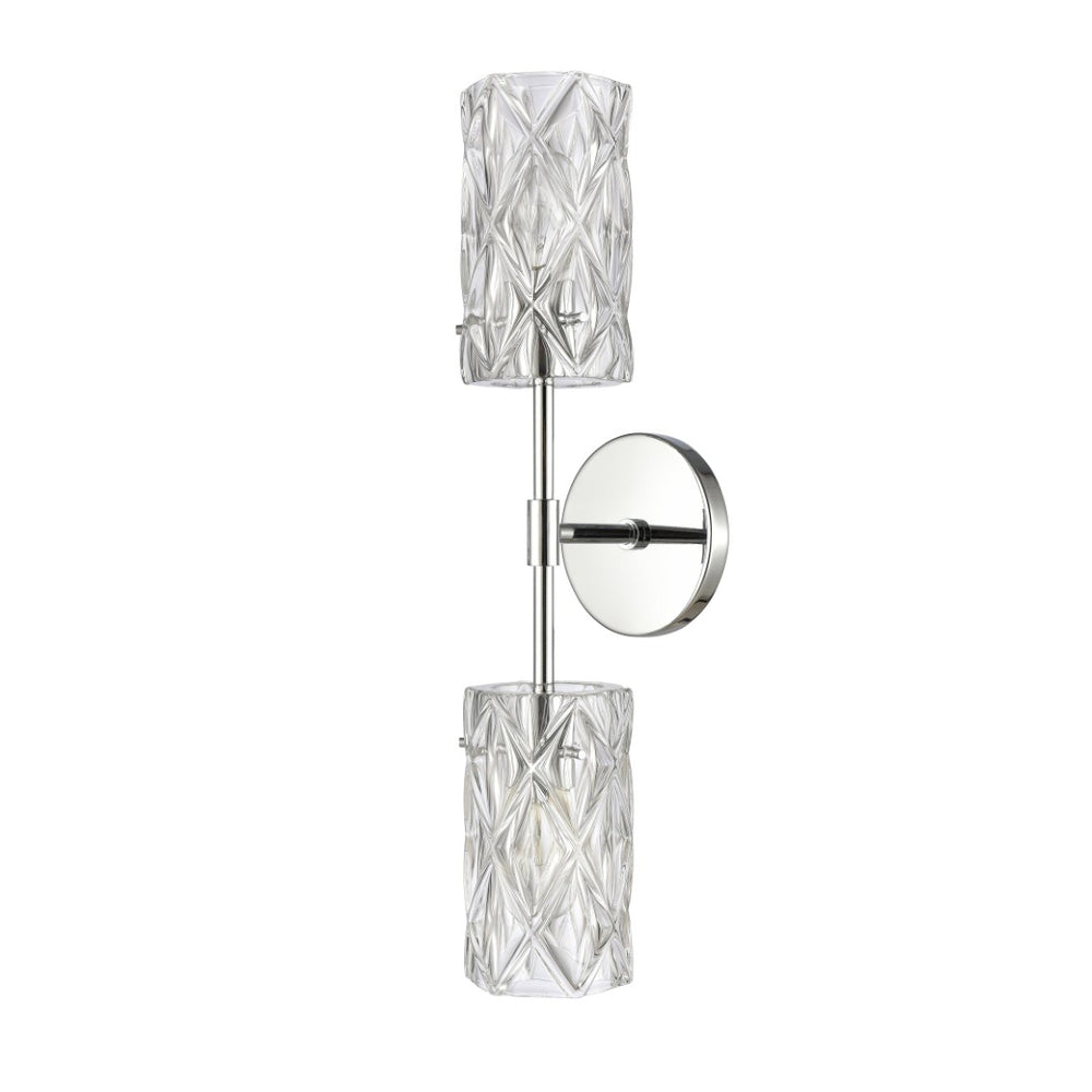 Atlas Forma 21" High 2-Light Sconce - Modern Crystal Design with Polished Chrome Finish for Elegant Lighting WL11736-CH
