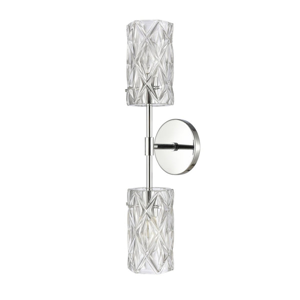 Atlas Forma 21" High 2-Light Sconce - Modern Crystal Design with Polished Chrome Finish for Elegant Lighting WL11736-CH