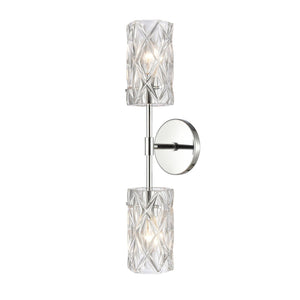 Atlas Forma 21" High 2-Light Sconce - Modern Crystal Design with Polished Chrome Finish for Elegant Lighting WL11736-CH