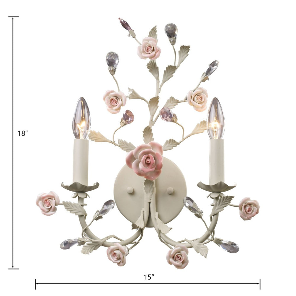Atlas Heritage 18'' High 2-Light Sconce - Elegant Cream Finish with Floral Accents for Timeless Charm WL11738-CR