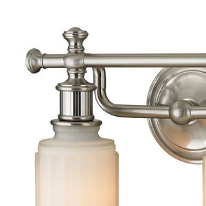 Atlas Acadia 2-Light Vanity Fixture - Timeless Elegance with Fluted Glass Shades for Bathroom Lighting Brushed Nickel 13'' WL11739-NK