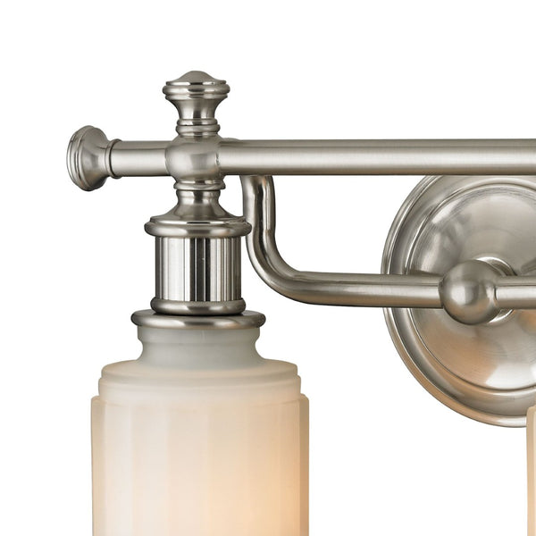 Atlas Acadia 2-Light Vanity Fixture - Timeless Elegance with Fluted Glass Shades for Bathroom Lighting Brushed Nickel 13'' WL11739-NK