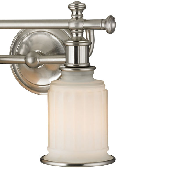 Atlas Acadia 2-Light Vanity Fixture - Timeless Elegance with Fluted Glass Shades for Bathroom Lighting Brushed Nickel 13'' WL11739-NK