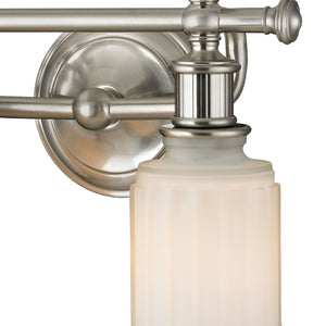 Atlas Acadia 2-Light Vanity Fixture - Timeless Elegance with Fluted Glass Shades for Bathroom Lighting Brushed Nickel 13'' WL11739-NK