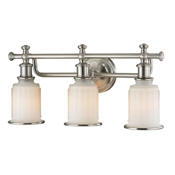 Atlas Acadia 2-Light Vanity Fixture - Timeless Elegance with Fluted Glass Shades for Bathroom Lighting Brushed Nickel 22'' WL11740-NK