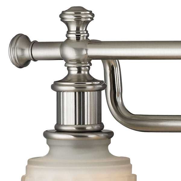 Atlas Acadia 2-Light Vanity Fixture - Timeless Elegance with Fluted Glass Shades for Bathroom Lighting Brushed Nickel 22'' WL11740-NK