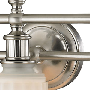 Atlas Acadia 2-Light Vanity Fixture - Timeless Elegance with Fluted Glass Shades for Bathroom Lighting Brushed Nickel 22'' WL11740-NK