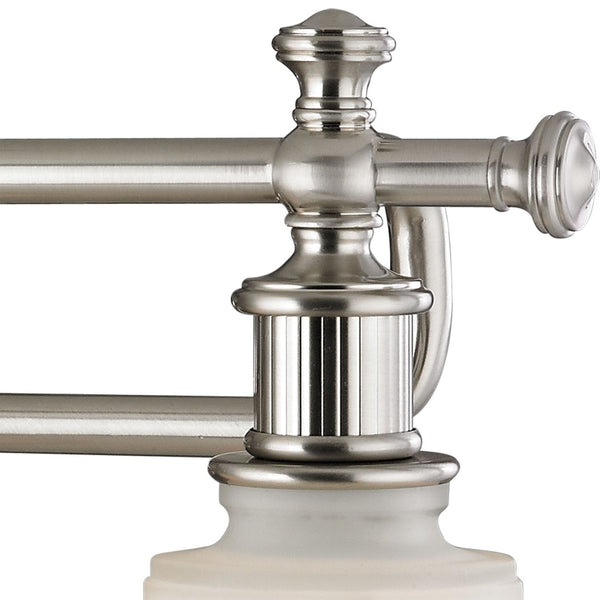 Atlas Acadia 2-Light Vanity Fixture - Timeless Elegance with Fluted Glass Shades for Bathroom Lighting Brushed Nickel 22'' WL11740-NK