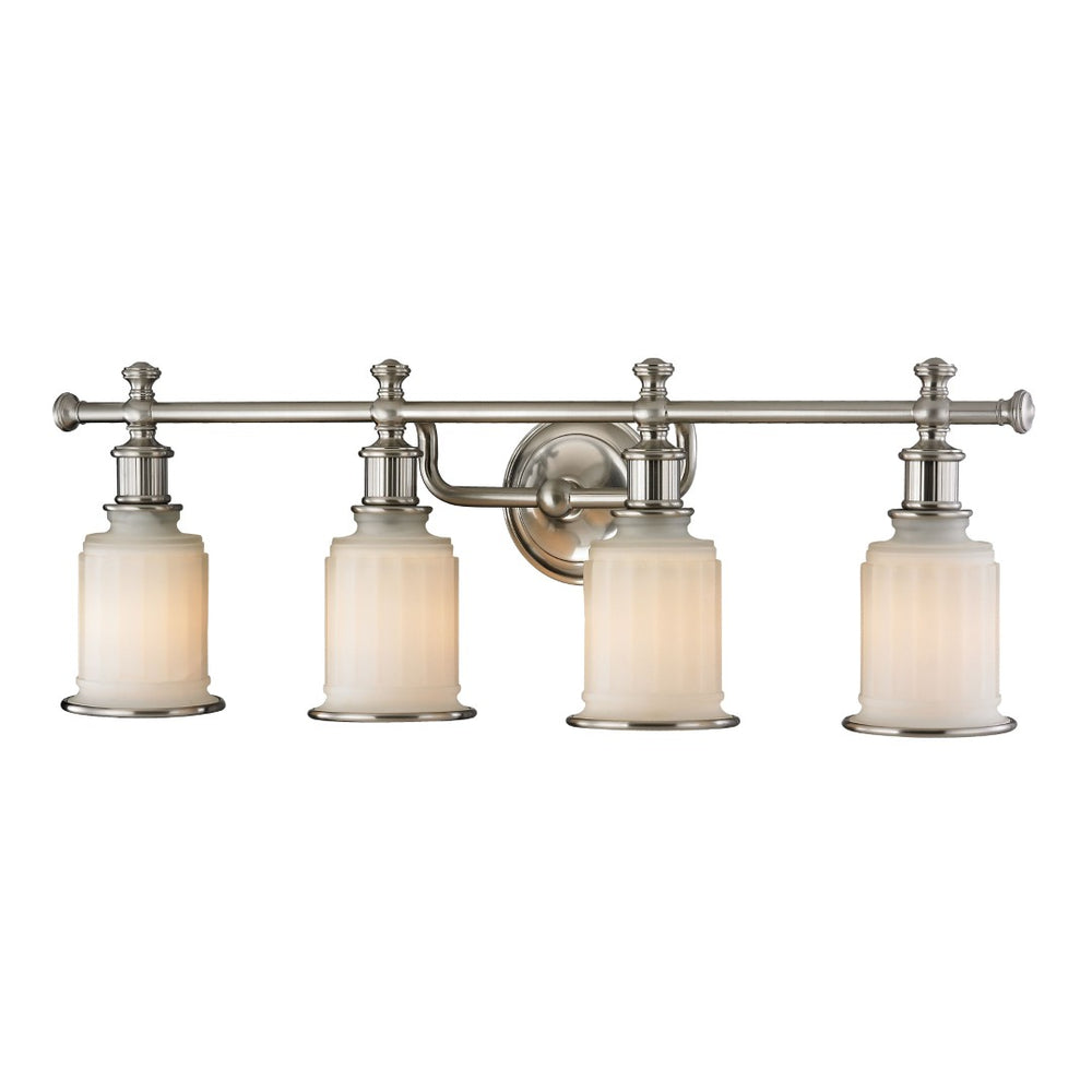 Atlas Acadia 2-Light Vanity Fixture - Timeless Elegance with Fluted Glass Shades for Bathroom Lighting Brushed Nickel 30'' WL11741-NK