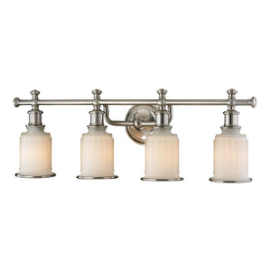 Atlas Acadia 2-Light Vanity Fixture - Timeless Elegance with Fluted Glass Shades for Bathroom Lighting Brushed Nickel 30'' WL11741-NK