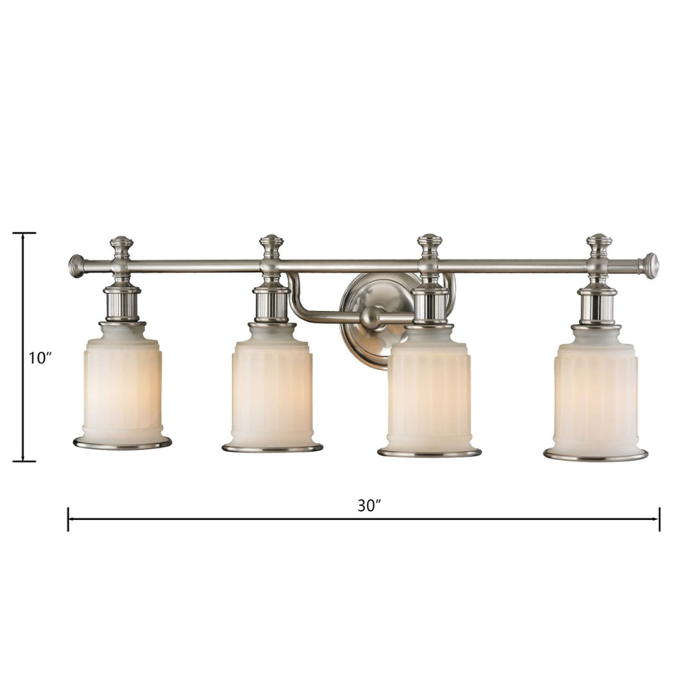 Atlas Acadia 2-Light Vanity Fixture - Timeless Elegance with Fluted Glass Shades for Bathroom Lighting Brushed Nickel 30'' WL11741-NK