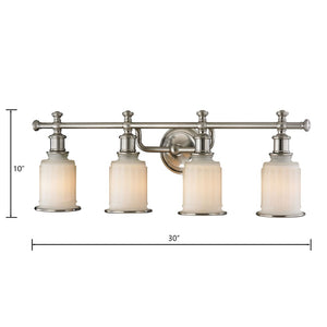 Atlas Acadia 2-Light Vanity Fixture - Timeless Elegance with Fluted Glass Shades for Bathroom Lighting Brushed Nickel 30'' WL11741-NK