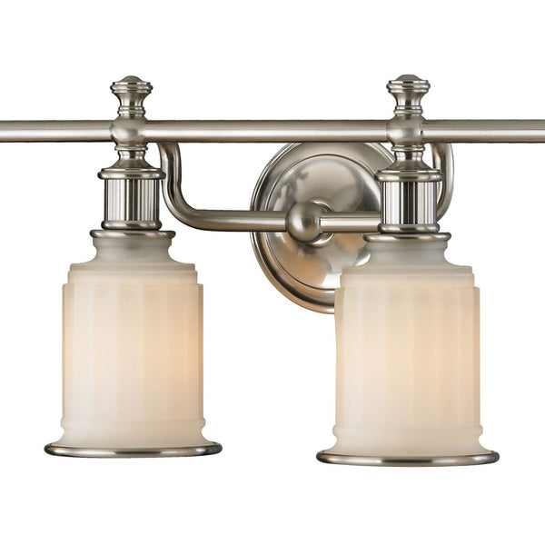 Atlas Acadia 2-Light Vanity Fixture - Timeless Elegance with Fluted Glass Shades for Bathroom Lighting Brushed Nickel 30'' WL11741-NK