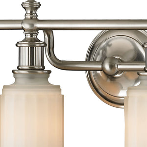 Atlas Acadia 2-Light Vanity Fixture - Timeless Elegance with Fluted Glass Shades for Bathroom Lighting Brushed Nickel 30'' WL11741-NK