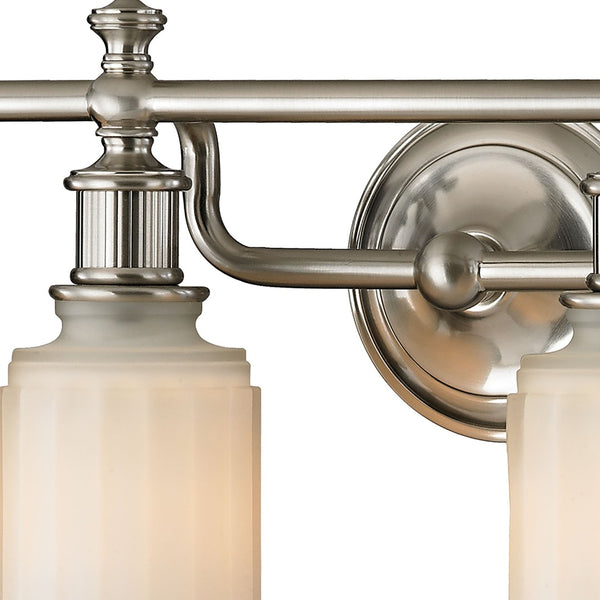 Atlas Acadia 2-Light Vanity Fixture - Timeless Elegance with Fluted Glass Shades for Bathroom Lighting Brushed Nickel 30'' WL11741-NK