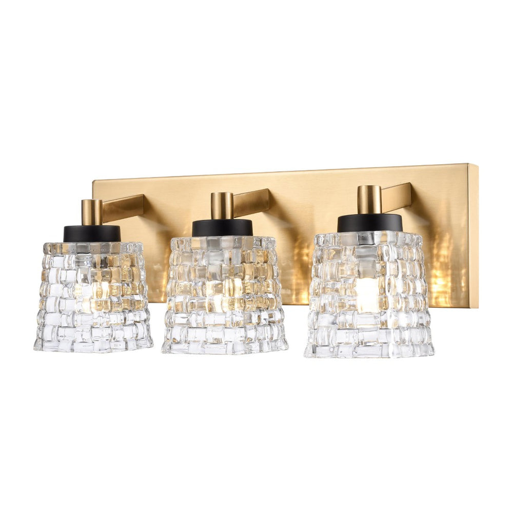 Atlas Candace 2-Light Vanity Light Fixture - Elegant Crystal Shades with Sophisticated Mixed Finishes Satin Brass with Matte Black 15.75'' WL11745-BS