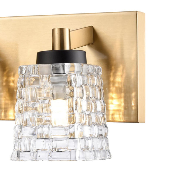 Atlas Candace 2-Light Vanity Light Fixture - Elegant Crystal Shades with Sophisticated Mixed Finishes Satin Brass with Matte Black 15.75'' WL11745-BS