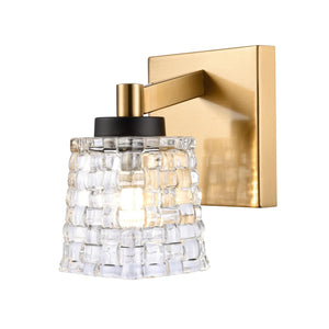 Atlas Candace 2-Light Vanity Light Fixture - Elegant Crystal Shades with Sophisticated Mixed Finishes Satin Brass with Matte Black 4.75'' WL11746-BS