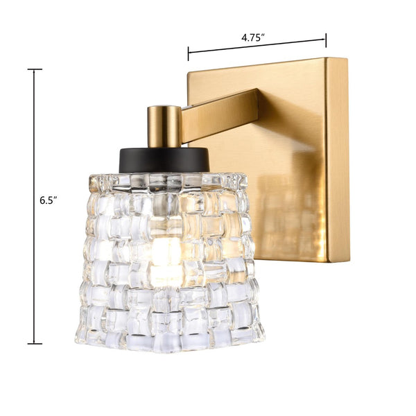 Atlas Candace 2-Light Vanity Light Fixture - Elegant Crystal Shades with Sophisticated Mixed Finishes Satin Brass with Matte Black 4.75'' WL11746-BS