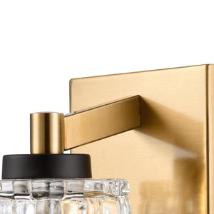 Atlas Candace 2-Light Vanity Light Fixture - Elegant Crystal Shades with Sophisticated Mixed Finishes Satin Brass with Matte Black 4.75'' WL11746-BS
