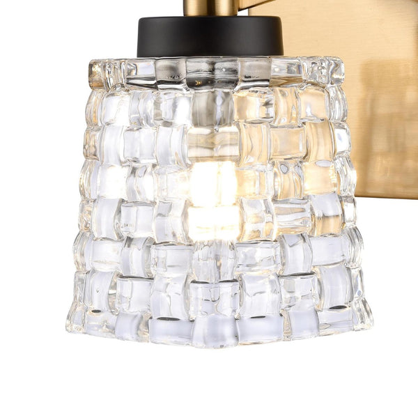 Atlas Candace 2-Light Vanity Light Fixture - Elegant Crystal Shades with Sophisticated Mixed Finishes Satin Brass with Matte Black 4.75'' WL11746-BS