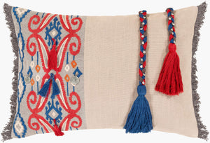 Surya Walai 14"X20" Premium Cotton Lumbar Pillow - Stylish, Cozy Decor For Any Living Space Red Cotton,Cotton Wla002-1420p