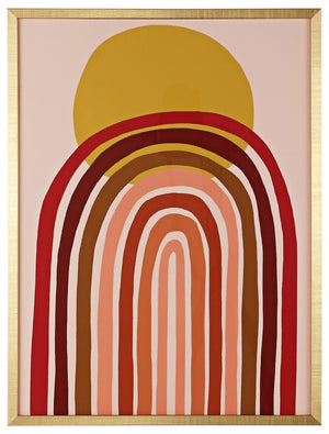 Safavieh Here Comes The Sun, 18 X 24 Inch, Pink / Gold, Framed Wall Art XII23 Pink / Gold Paper / Polystyrene Frame / Perpex Glass WLA2000A