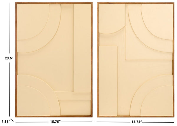 Safavieh  Modern Geometry, 15.75 X 15.75, Beige, Framed Dimensional Wall Art - Set of 2 Natural / Ivory WLA9001A-SET2