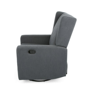 English Elm Christopher Knight Home® - Swivel Recliner Pushback Chair with Lever & Wingback Design, Space-Saving Swivel Recliner for Living Room Charcoal 67547.00CHAR