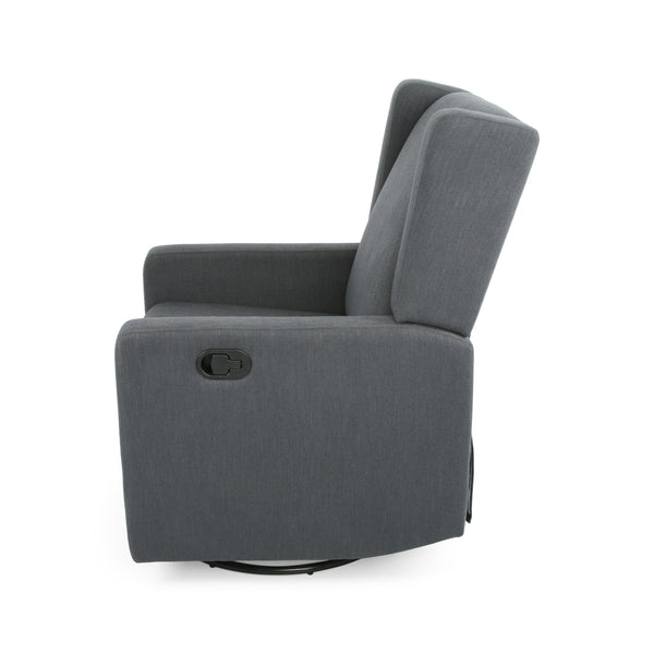 English Elm Christopher Knight Home® - Swivel Recliner Pushback Chair with Lever & Wingback Design, Space-Saving Swivel Recliner for Living Room Charcoal 67547.00CHAR