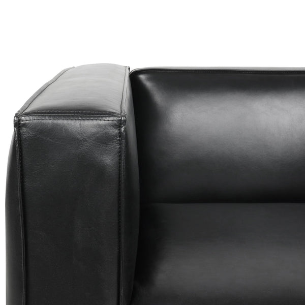 English Elm Christopher Knight Home® - CLUB Chair with Tuxedo Silhouette, Faux Leather Upholstery and Bold Birch Wood Legs for Comfort Black 31.75 L x 24.5 W x 22.5 H 71800.00MDNT