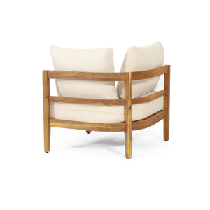 English Elm Crowne Outdoor Corner Chat Set Acacia Wood Woven Rattan Patio Conversation Furniture 74131.00