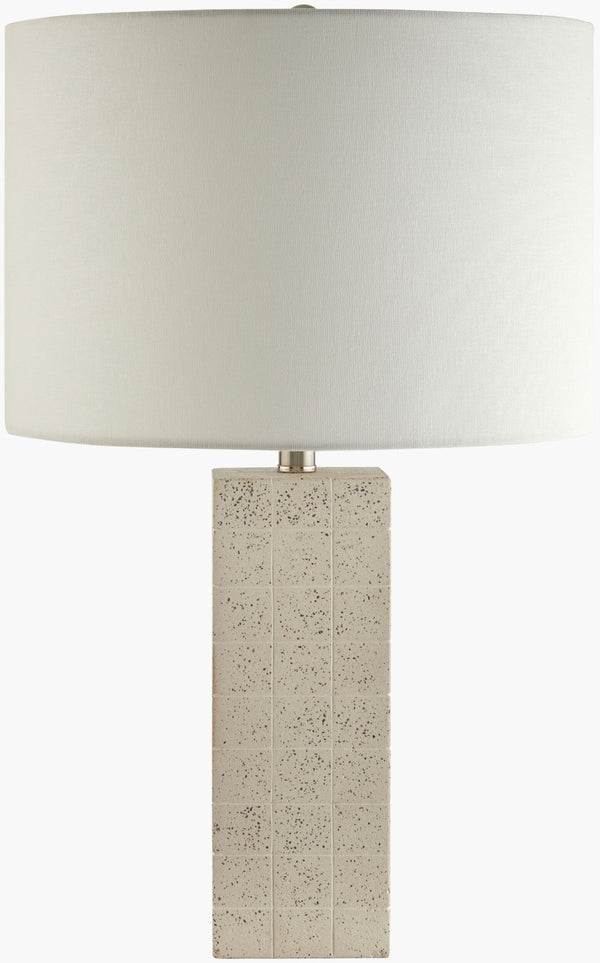 Livabliss Wilde Cement and Metal Base Table Lamp with Cotton Shade for Farmhouse Interiors WLD-001
