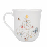 Butterfly Meadow Christmas Tree Decorated Porcelain Mugs, Set of 4, Dishwasher Safe