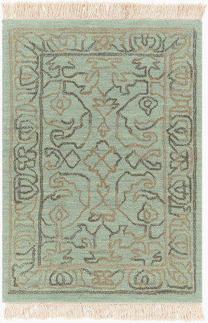 Surya Wilmington Handmade Rug 2' X 3' - Timeless Wool Art With Fringe, Perfect For Stylish Home Décor! Dusty Sage Wool Wlg9000-23