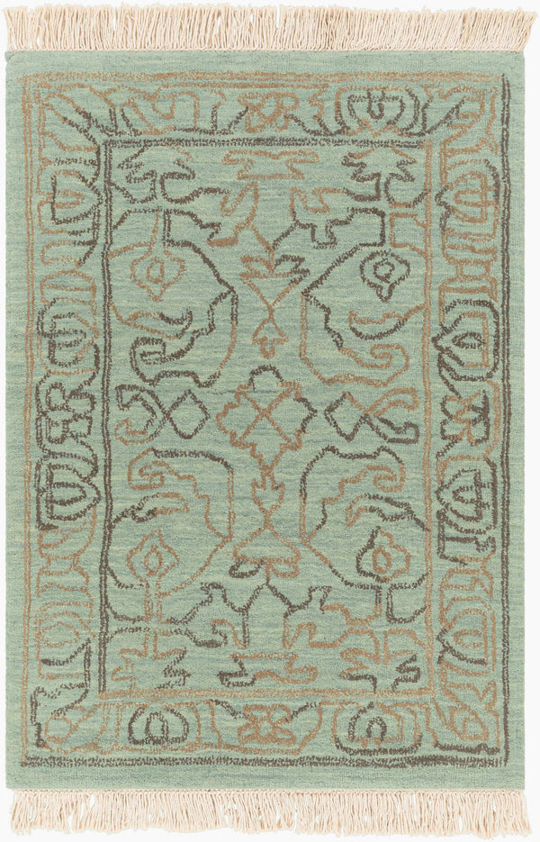 Surya Wilmington Handmade Rug 2' X 3' - Timeless Wool Art With Fringe, Perfect For Stylish Home Décor! Dusty Sage Wool Wlg9000-23
