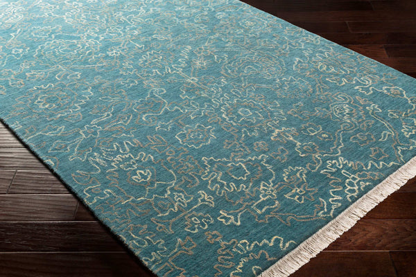 Surya Wilmington Handmade Rug 2' X 3' - Timeless Wool Art With Fringe, Perfect For Stylish Home Décor! Dark Blue Wool Wlg9004-23