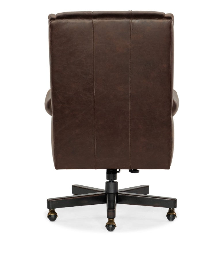 Hooker Furniture Charleston Executive Swivel Tilt Chair In Old Saddle Cocoa Leather With Tufting, Nailhead Trim & Casters Brown EC110-088