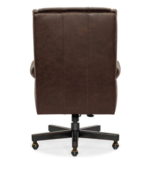 Hooker Furniture Charleston Executive Swivel Tilt Chair In Old Saddle Cocoa Leather With Tufting, Nailhead Trim & Casters Brown EC110-088