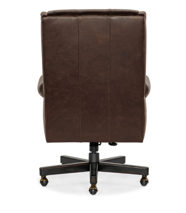 Hooker Furniture Charleston Executive Swivel Tilt Chair In Old Saddle Cocoa Leather With Tufting, Nailhead Trim & Casters Brown EC110-088