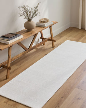 Livabliss Wilkinson Handloomed Polyester Runner Rug Artisan Texture for Hallways and Entryways White 5' x 7'6" WLK1000-576