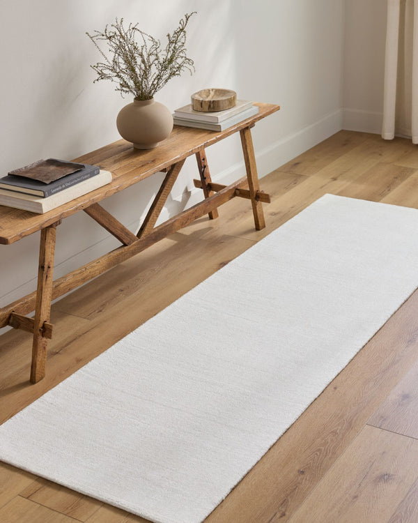 Livabliss Wilkinson Handloomed Polyester Runner Rug Artisan Texture for Hallways and Entryways White 5' x 7'6" WLK1000-576