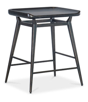 Hooker Furniture Retreat Scooped Wood Counter Stool With Dune Translucent Veneer And Matte Metal Base, Industrial Chic Comfort Black 6950-50008-99