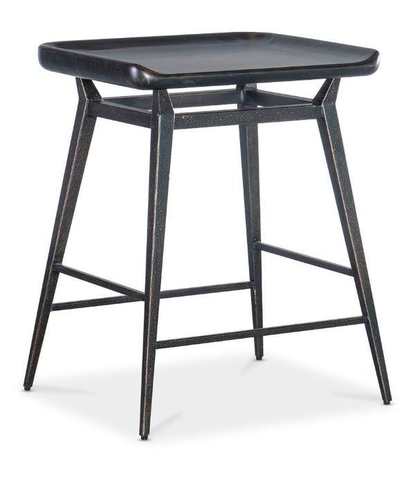 Hooker Furniture Retreat Scooped Wood Counter Stool With Dune Translucent Veneer And Matte Metal Base, Industrial Chic Comfort Black 6950-50008-99